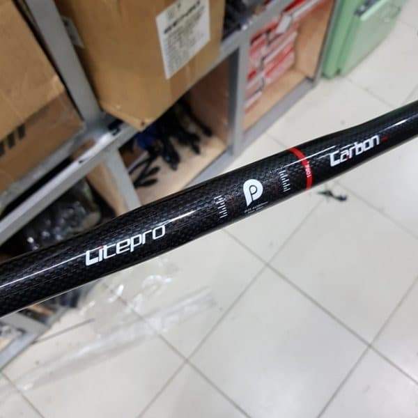Original Handlebar LITEPRO Carbon Flat 25.4 x 580 mm Stang sepeda handlepost mtb folding bike seli
