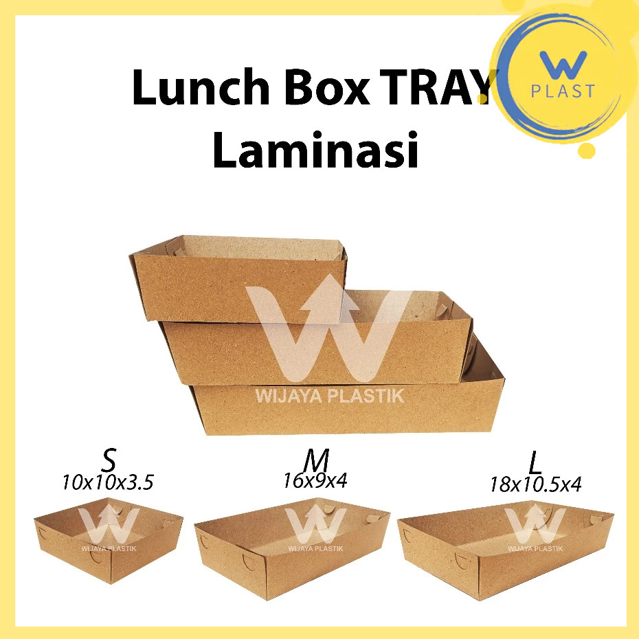 Lunch Box TRAY ( S/M/L ) ( Coklat & Putih ) Lembaran / Lipat @Pcs | lunchbox bawahan tanpa tutup ful