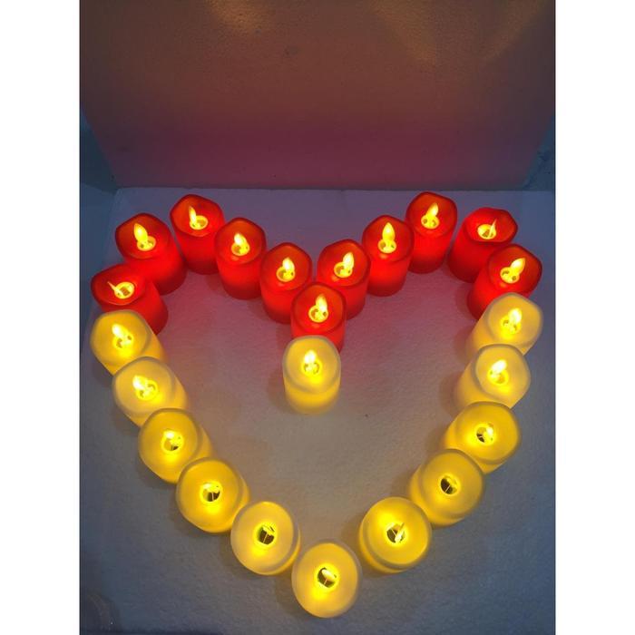 Lilin Lampu LED Smokeless Sumbu GoyangTinggi 7cm-Lilin Elektrik-Candle - Merah