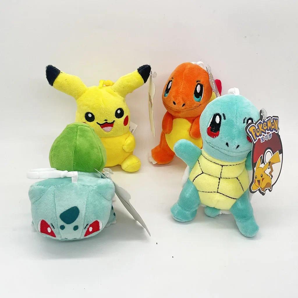 10PC/lot Pokemon Squirtle Charmander Pikachus Bulbasaur Plush Doll 12cm Pent Stuffed Pent Keychain P