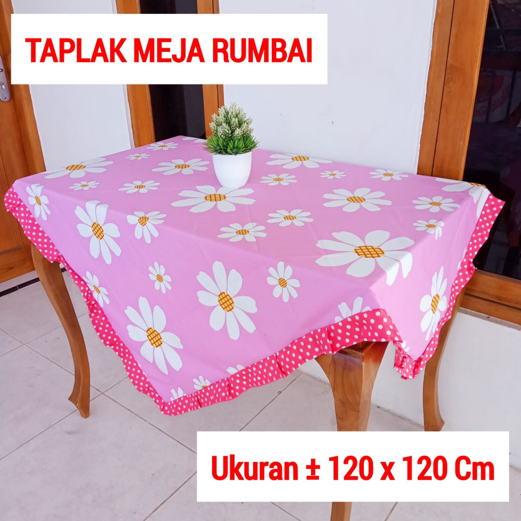 TAPLAK MEJA KAIN RUMBAI RUANG TAMU MEWAH UKURAN 120 X 120 CM ANEKA MOTIF
