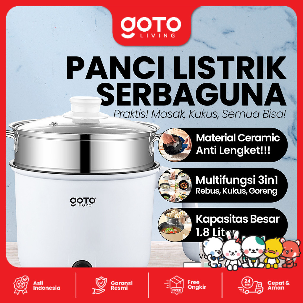 Goto Hopo Electric Frypan Panci Listrik Portable Fry Pan