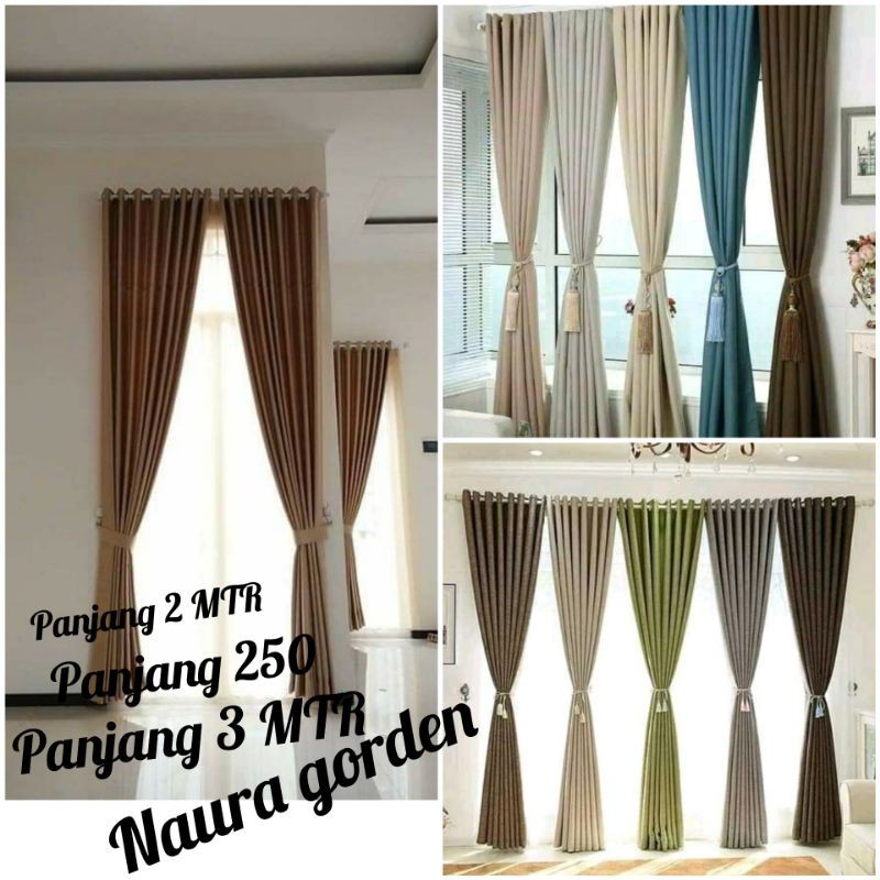 DISKON Gorden Jendela panjang 3 meter 2 meter hordeng jendela minimalis blackout import polos Mewah 