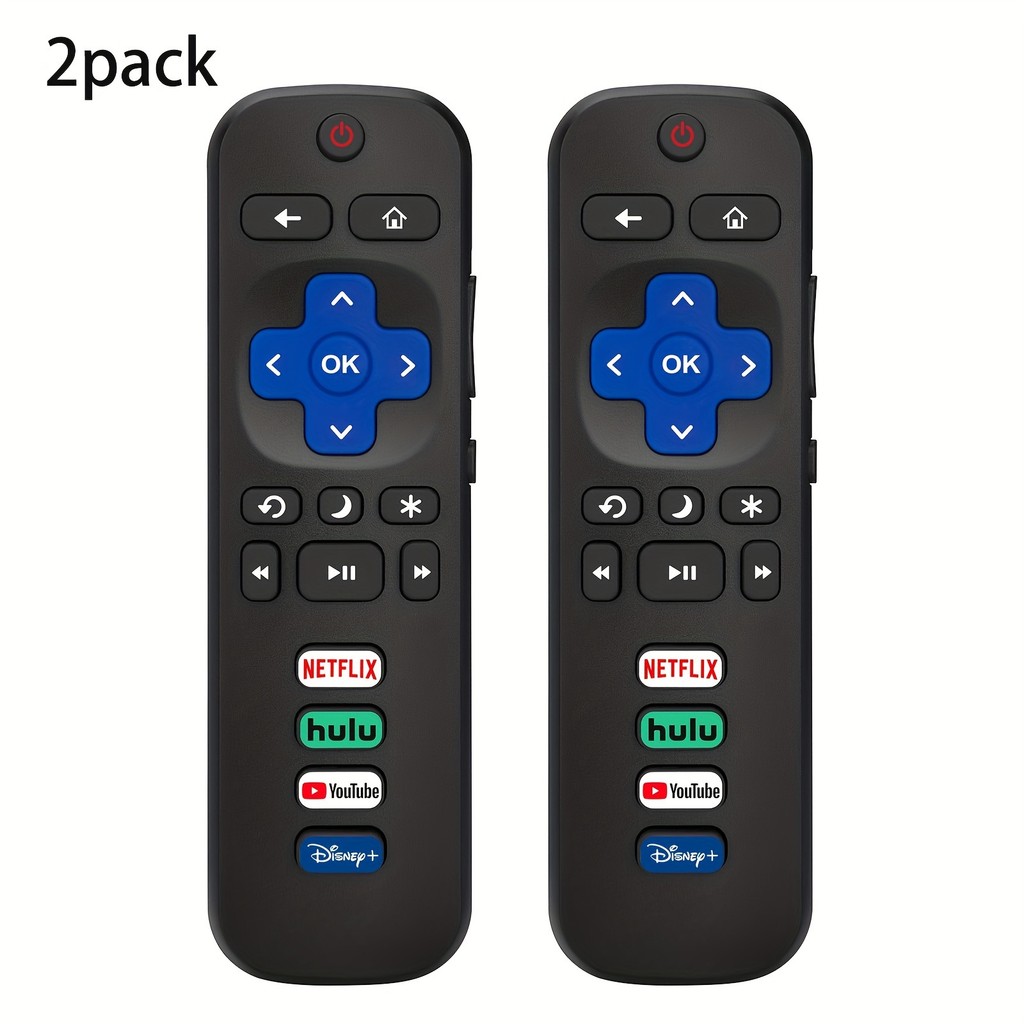 2 remote controls compatible with TCL Roku/Hisense Roku/Onn Roku/Philips Roku smart TV (not applicab