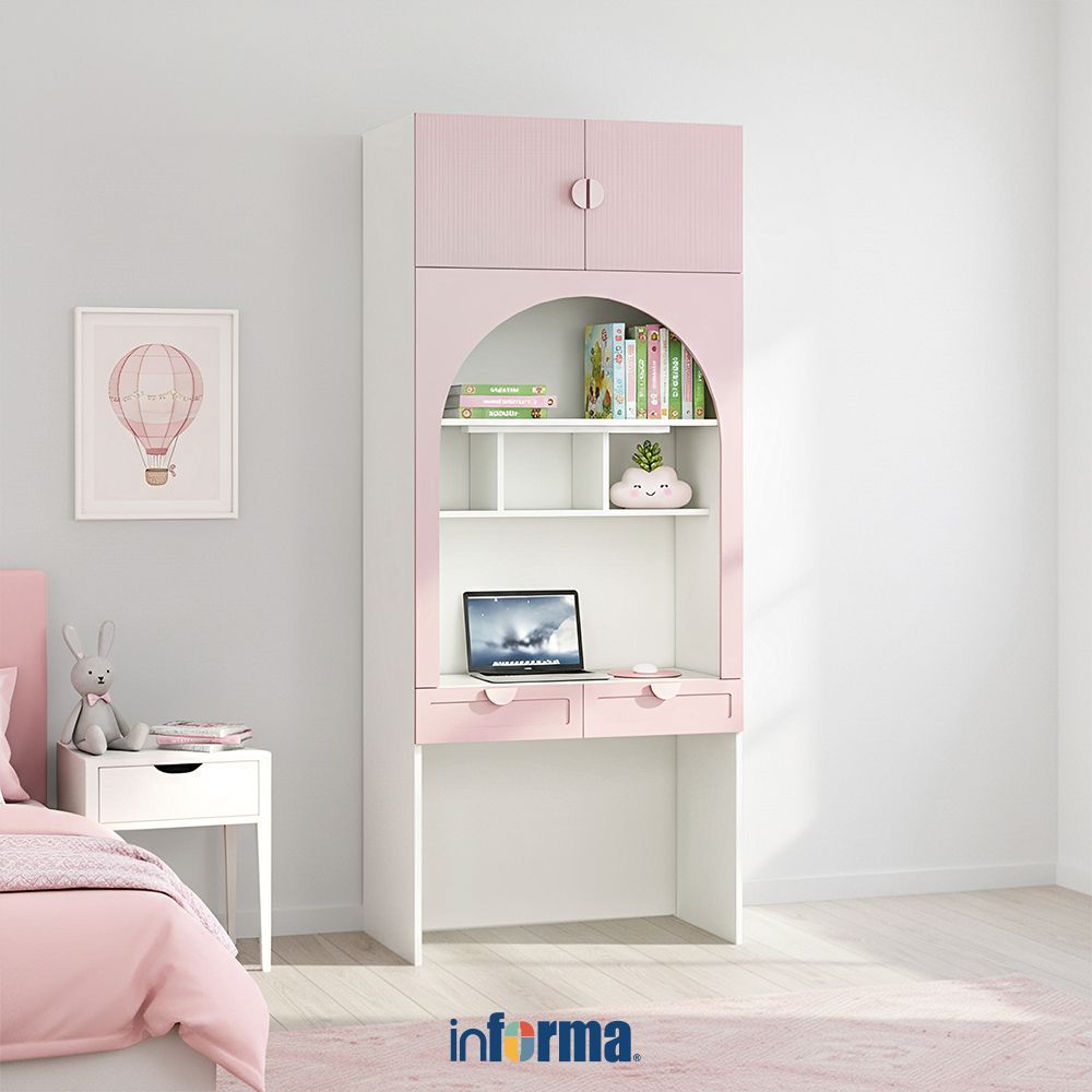 Informa Kaia Meja Belajar Anak - Pink Meja Tulis Desk Adjustable Workstation Mini Meja Belajar Ergon