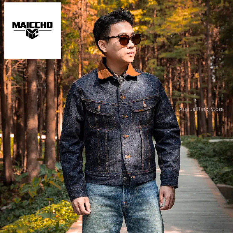 Jacket Red Tornado Corduroy Collar 18oz Selvedge Denim Trucker American Heritage Style Jean Outerwea