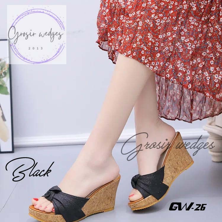 nadhifashoes Wedges wanita wedges kondangan sandal wedges wanita kekinian