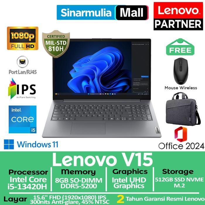 Lenovo V15 G5 i5-13420H 512GB SSD 8GB IPS Win11+OHS - 8GB_STANDAR, TANPA_ANTIGORES