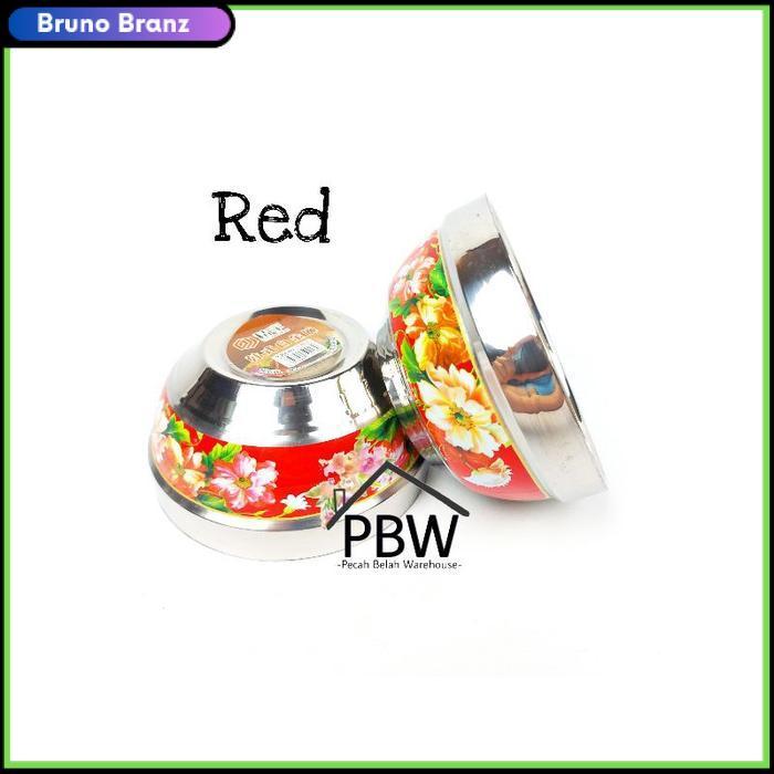 terlaris Mangkok Anti Panas Stainless Motif / Mangkok Double Layer Stainless / Mangkok MPASI - Red