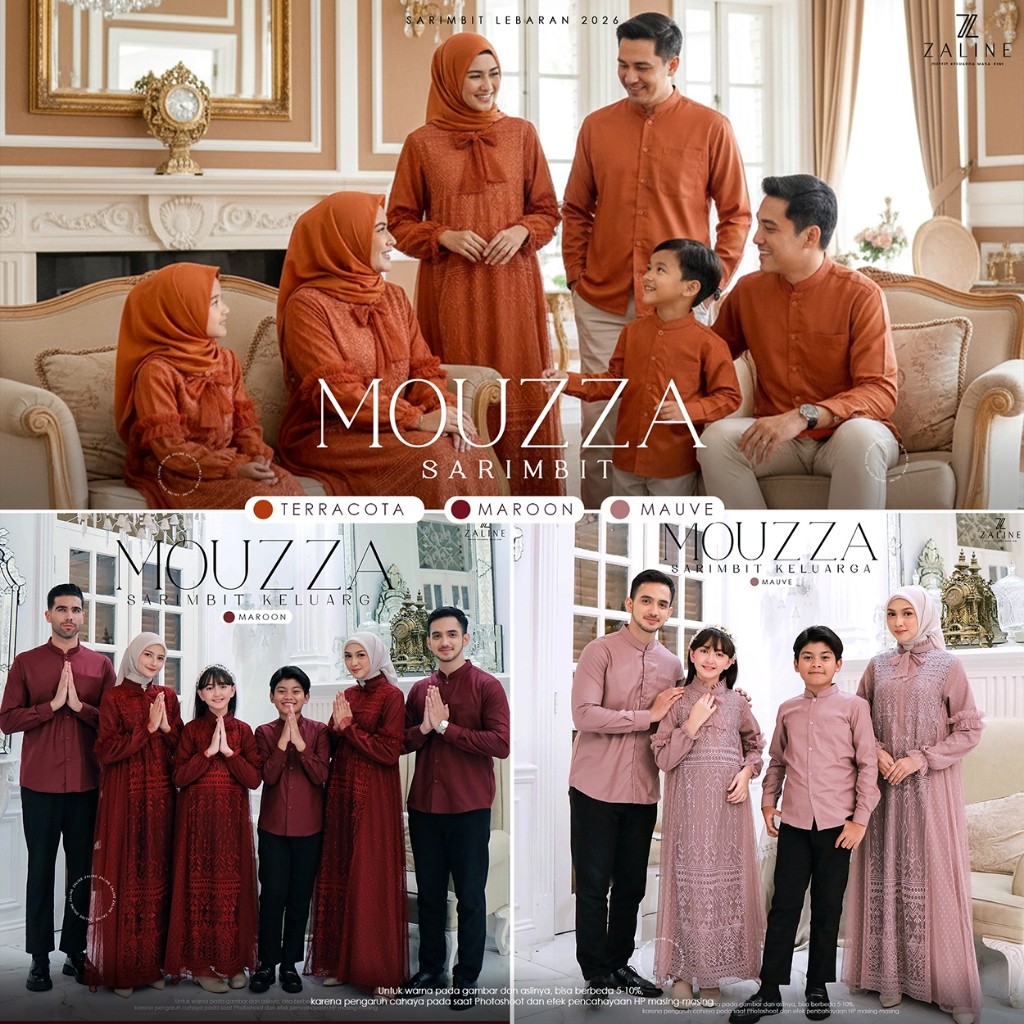 EZMOSHOP Baju Couple Keluarga Lebaran 2026 Family Set Sarimbit Keluarga Modern Mewah Brukat Lebaran 