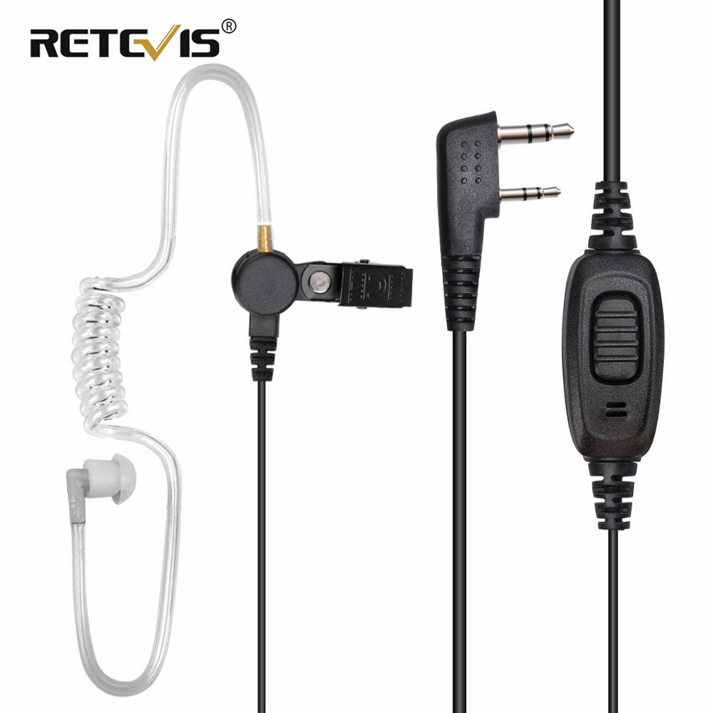 Retevis EEK009 Walkie Talkie Earphones 2Pin Acoustic Tube Rao Headset with PTT MIC for Baofeng UV 5R