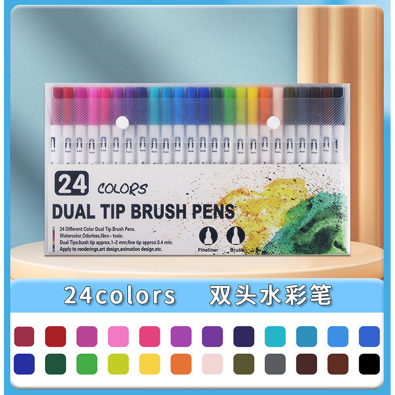 Spidol Acrylic Marker / Hightune Acrylic Marker / Set 24 Warna / Dual Brush Pigmented Blendable / Qu