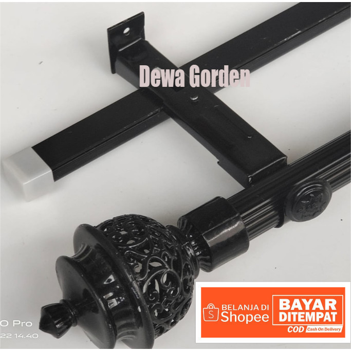 Batang Besi Tiang Gorden 3m 4m Double Full set Lengkap Rell Vitrase Ukuran 3 Meter 4 Meter
