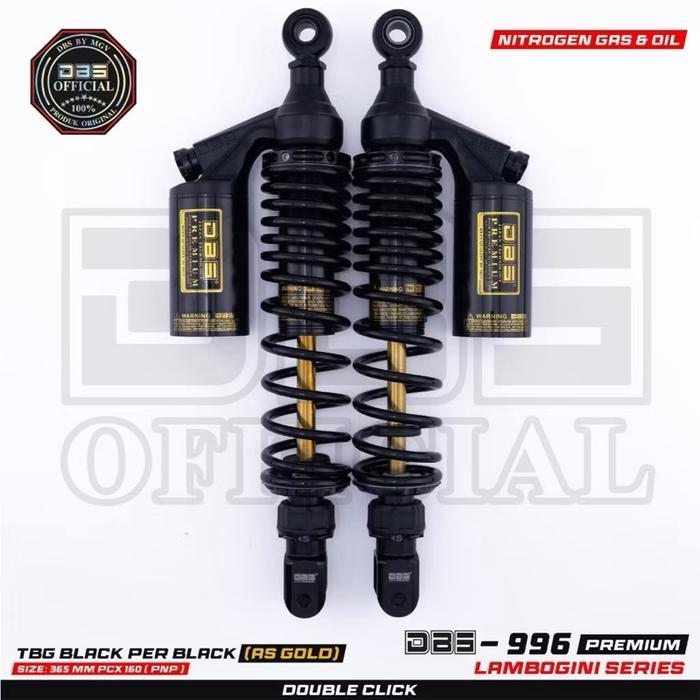 ￼DBS 996 Lambogini Series Double Klik Shock Belakang Pcx160 ukuran 365mm - BLACK FULL AS GOLD, HONDA