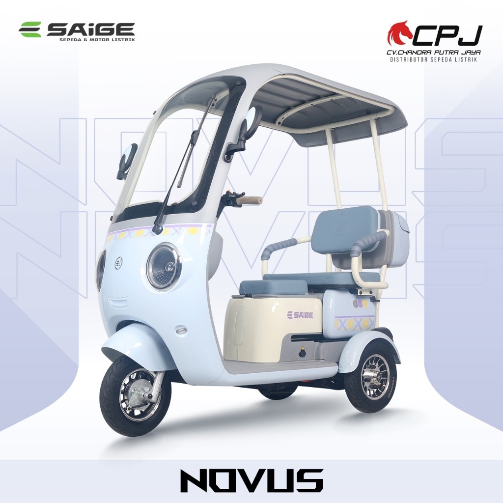 Sepeda Listrik Roda 3 Mirip Mobil SAIGE NOVUS Lucu Pink Ebike Roda Tiga Anti Air Garansi Resmi