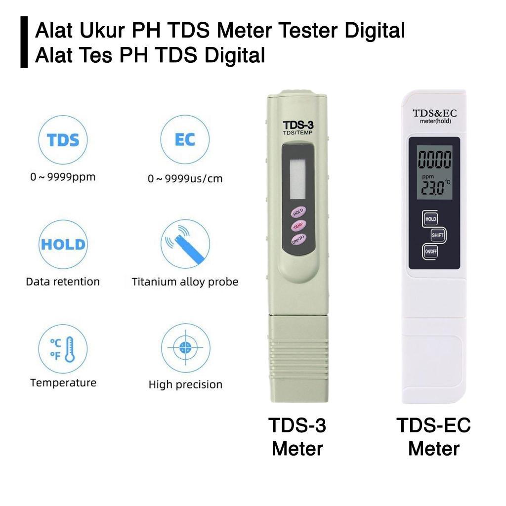 Alat Ukur Tester Hidroponik Air Aquarium Kolam Ikan PH EC TDS 3 Meter