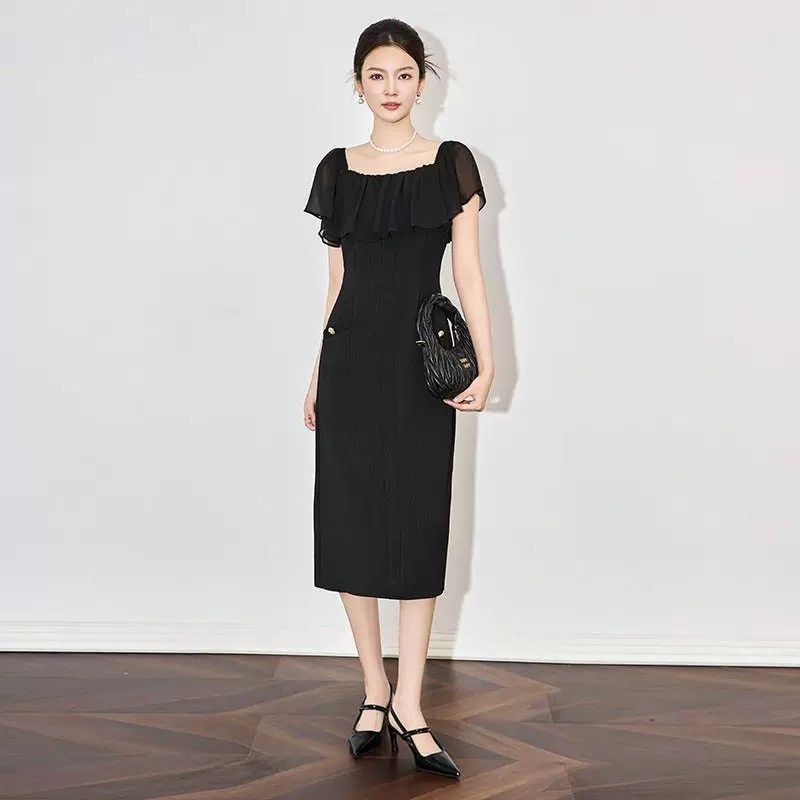 Laudofficial Novah Dress /Midi Dress Pesta Elegant Wanita Lengan Pendek