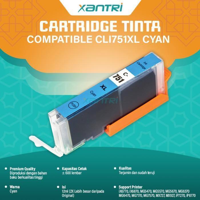 Cartridge Tinta PGI750 CLI751 Printer iX6770 MG5570 IP7270 Compatible Canon PGI750 XL CLI751 XL IP72