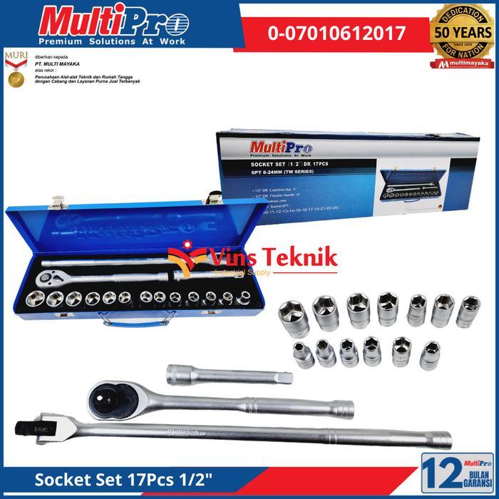 MULTIPRO Socket Set 17pcs kunci sok kunci socket set 1/2 INCH