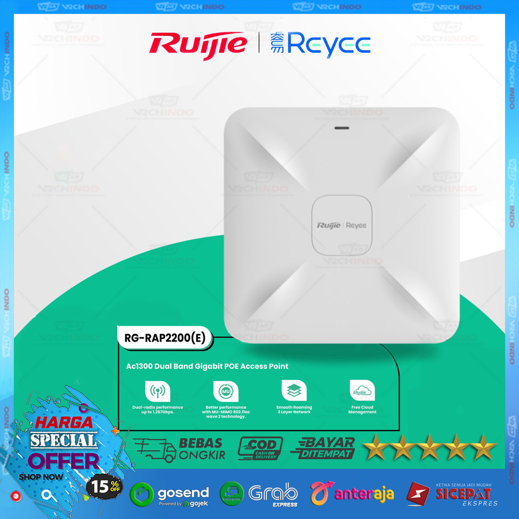 Ruijie Reyee REYEE RG-RAP2200-E / RG-RAP2200(E) | AC1300 Dual Band Gigabit Access Point POE 