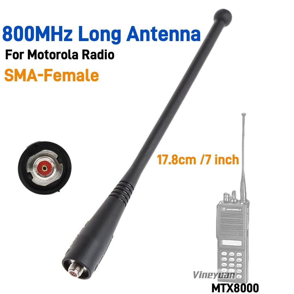 800MHz Long Soft Antenna 17.8cm/7 inch SMA-Female for Motorola Rao MTX8000 MTX8250 XTS3000 MTX800 MT