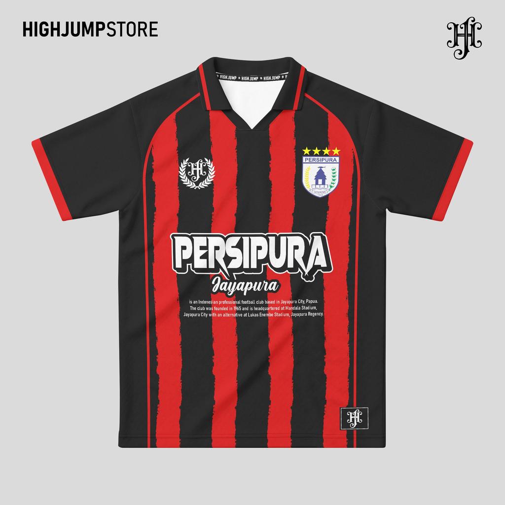 Jersey Fans Persipura BLACK White Red Vintage Classic Retro SUPPORTER Mutiara Hitam Papua  Unisex Fu