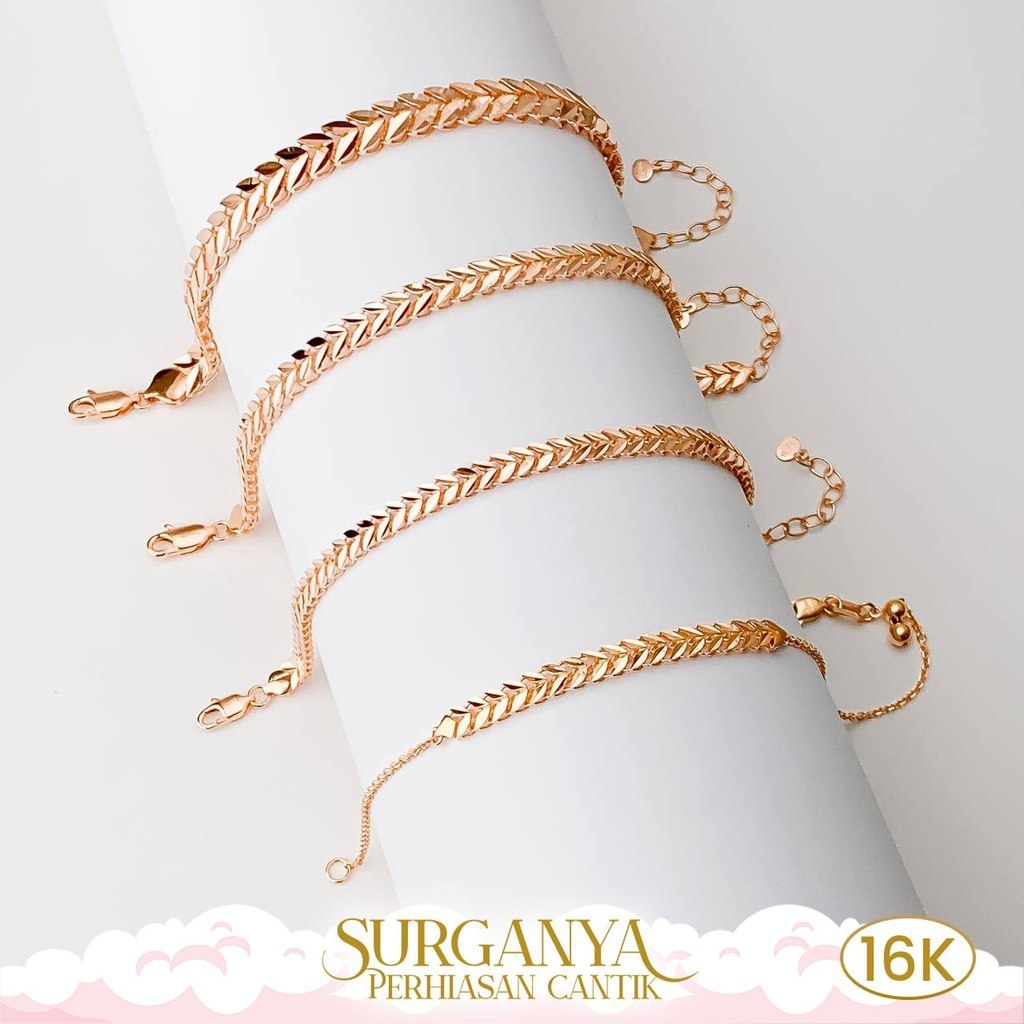 Gelang Emas Kadar 16K Gelang Daun Model Variasi Macan Gold