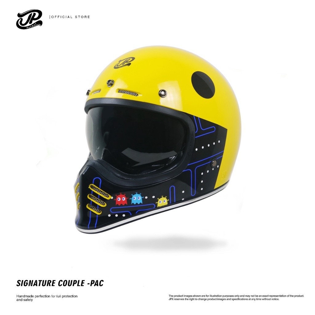 Helm Full Face Pria Wanita Retro Cakil Harian Motor Tebal Nyaman SNI DOT JP Retro Signature Couple -