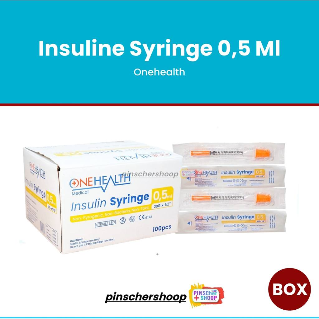 Onehealth Insulin Syringe 0.5 Ml With Needle Jarum Suntik Insulin Steril / Box