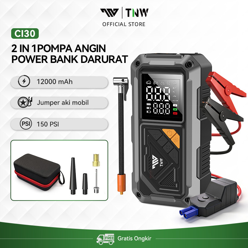 NEW TNW CI30 Jump Starter Pompa Ban Motor Dan Pompa Ban Mobil Elektrik Jumper Aki Mobil Power