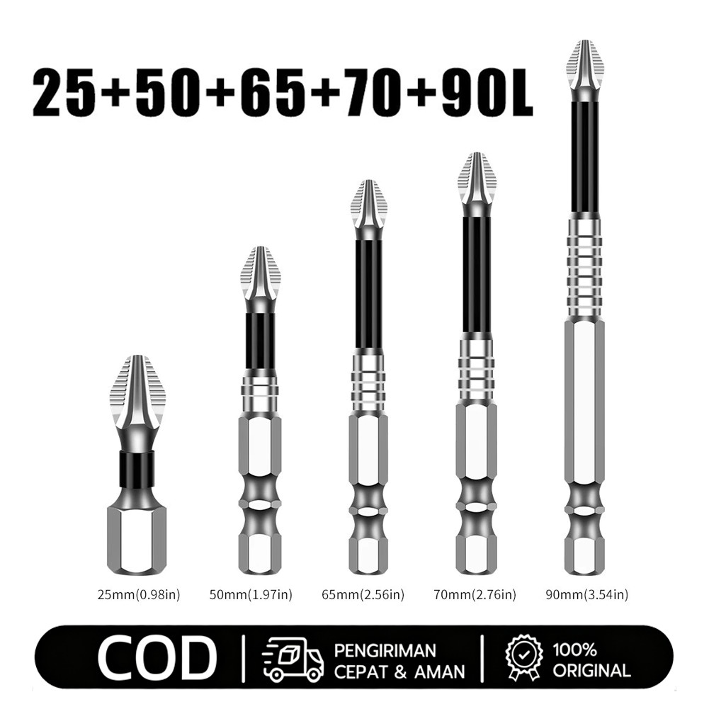 K5 anti-slip bit S2 kuat magnetik 5A hitam anti-slip cross bit bor tangan obeng listrik kekerasan ti