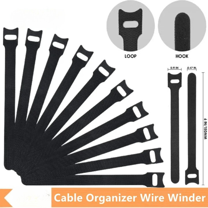 50Pcs Kabel Ties Nilon Hook Loop Pengikat Perapi Kabel Reusable Magic Tape Organizer Kabel Charger