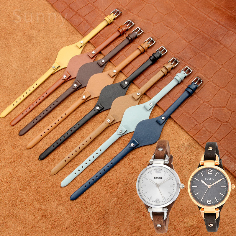 8mm Genuine Leather Wat Strap for Fossil ES3060 ES3565 ES2830 3077 3262 3060 4176 4119 Soft Cowhide 