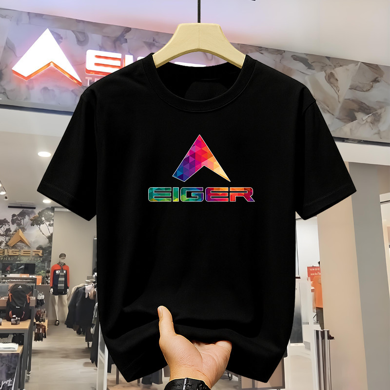 EIGER Kaos Lengan Pendek Original – T Shirt Pria Wanita Unisex Katun Tebal Nyaman Tidak Panas