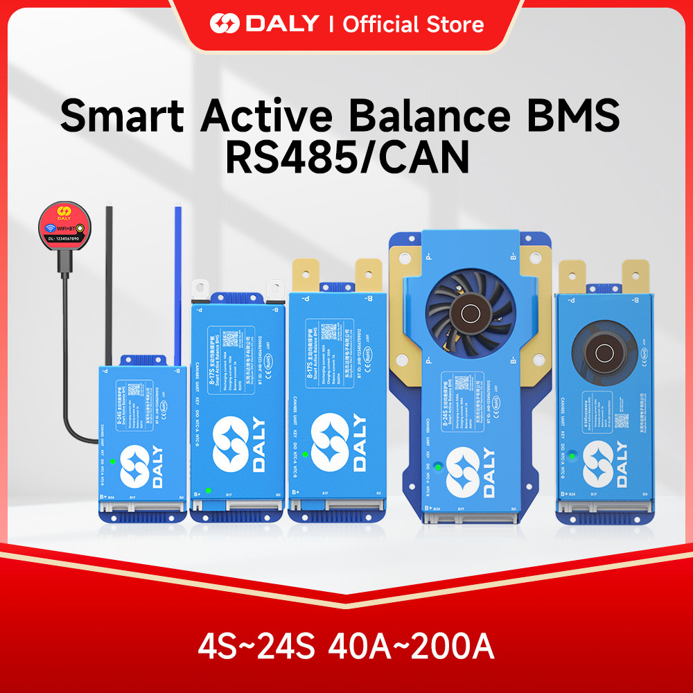 Daly BMS Smart Lifepo4 8S BMS Wifi Active Balancer 1A Current BMS 4S 12V 16S 48V Bluetooth 40A 60A 8