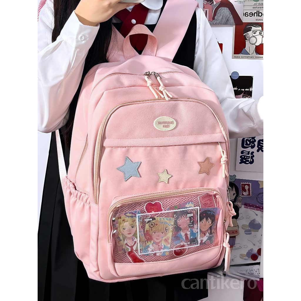 [COD]Niche Design Sense Tas /Transparan Kampus jk /Tas Sekolah Ransel PIN Transparan/Fashion Kuliah 