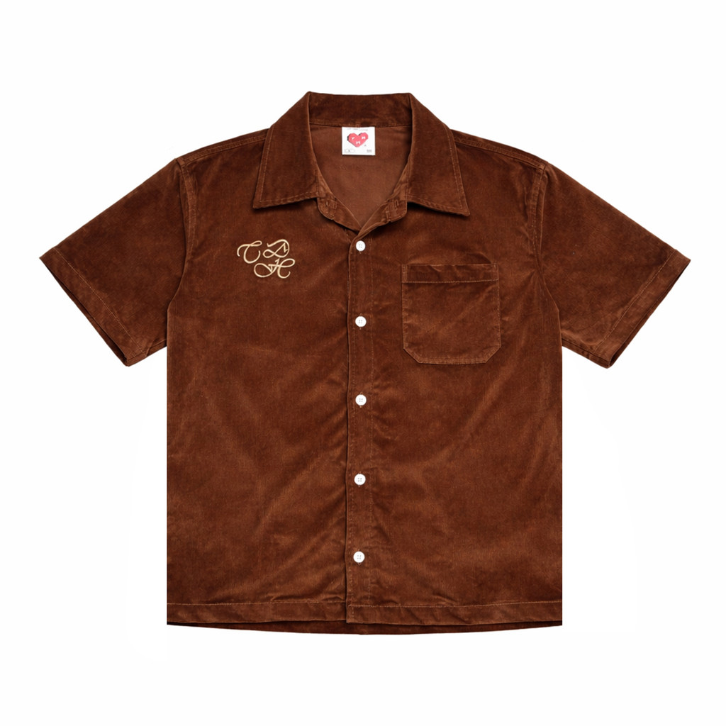 The Don's House GRANVIA BROWN - Kemeja Corduroy Lengan Pendek Polos Slimfit Pria Wanita