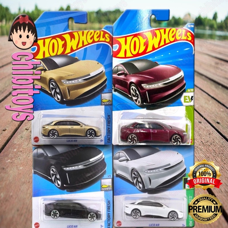 Hot Wheels Lucid Air Putih Hitam Emas Merah Diecast Mobil Listrik EV Modern