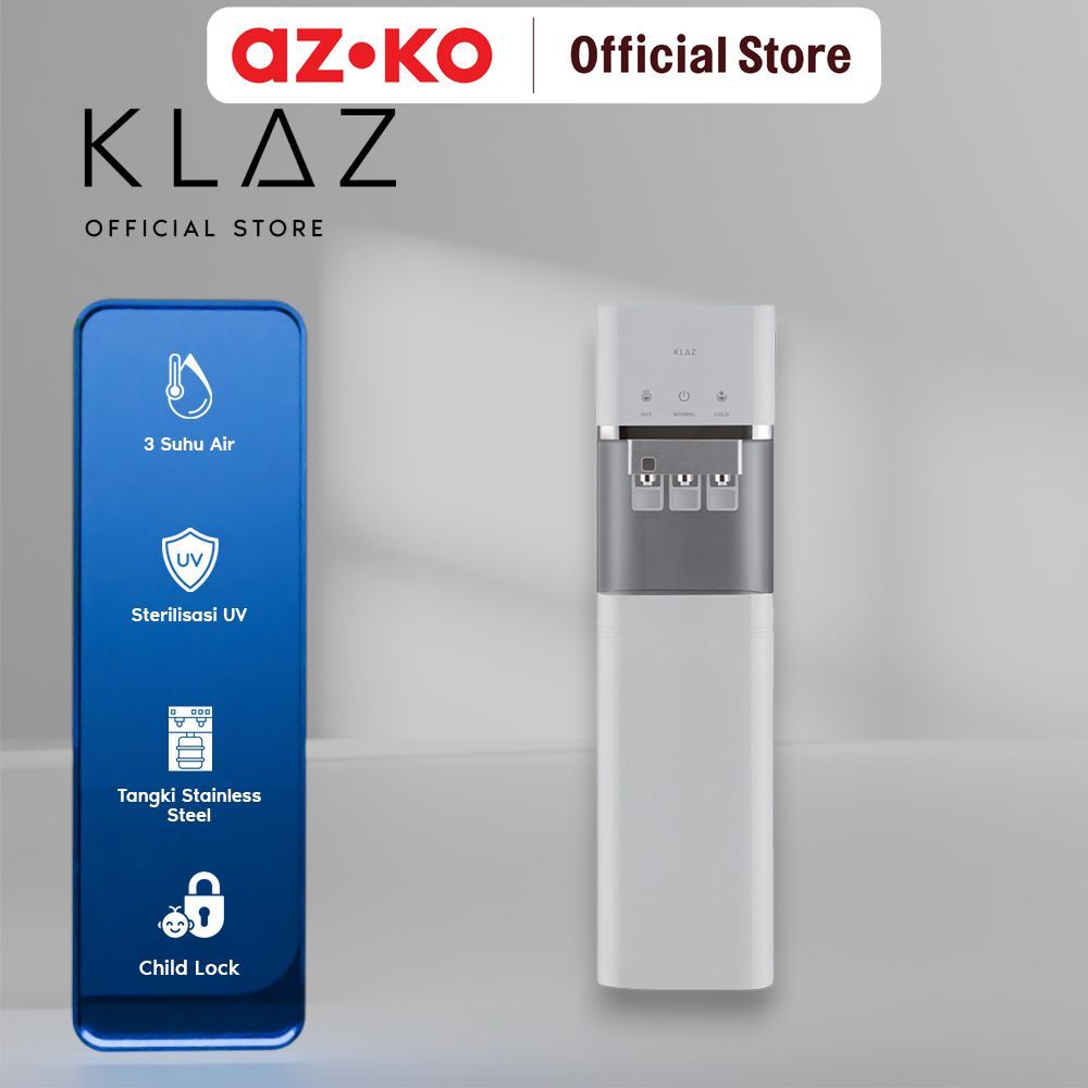 AZKO Klaz Dispenser Air Bottom Loading Thermoelectric Cooling Uvc Dengan Pintu - Putih Tabung Air Mi