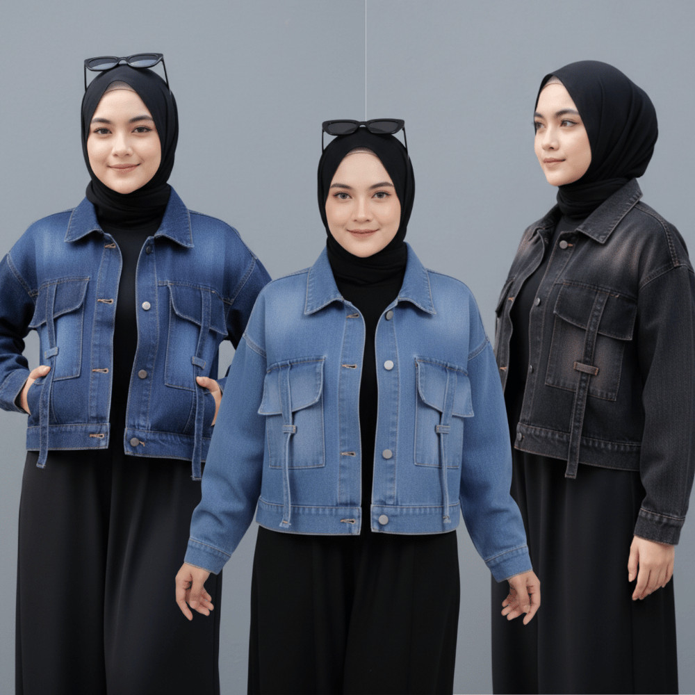 Jaket Jeans Crop Girls / Jaket Jeans Wanita/Jaket Oversize