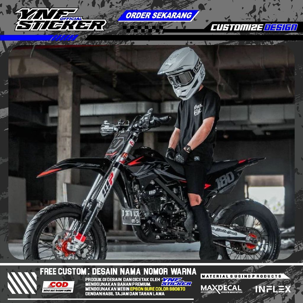 DECAL STICKER MOTOR DTRACKER/KLX BF/ DECAL DTRACKER BEBAS CUSTOM Hitam Abu
