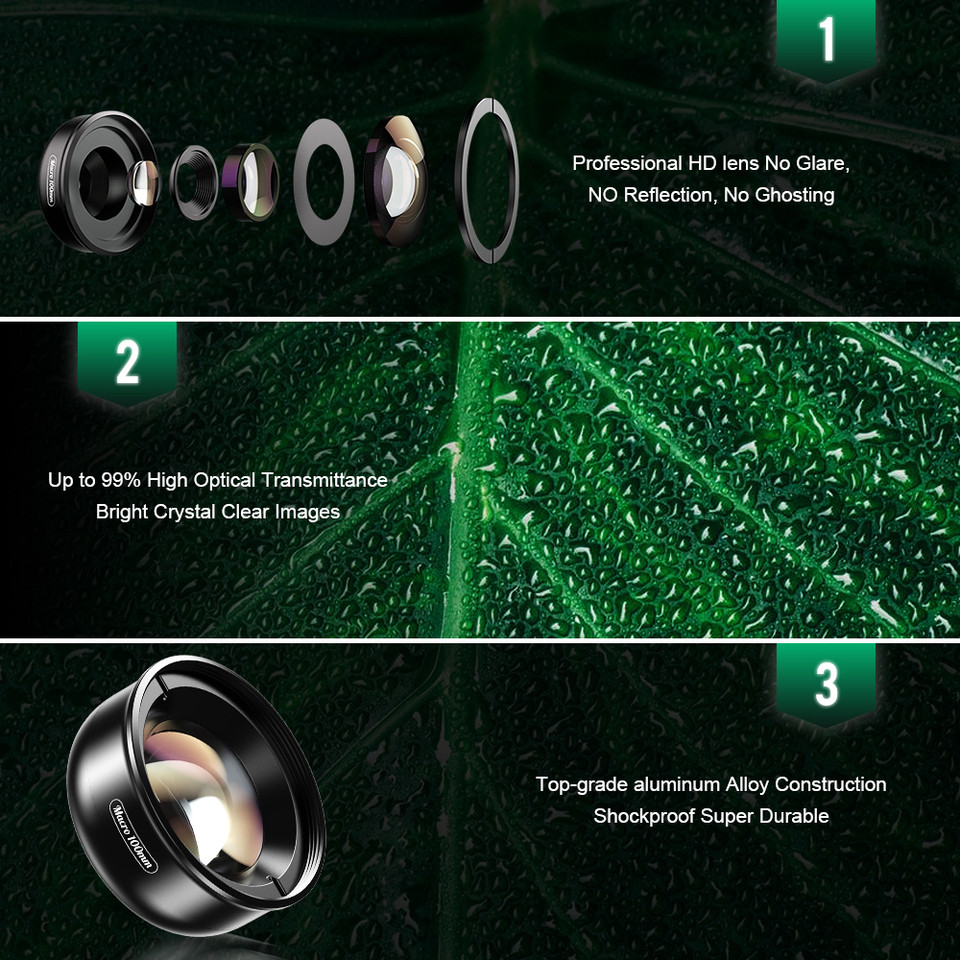 APEXEL 100mm Macro Lens Camera Phone Lens 4K HD Super Macro Lenses CPL Star Filter for iPhonex 13 pr