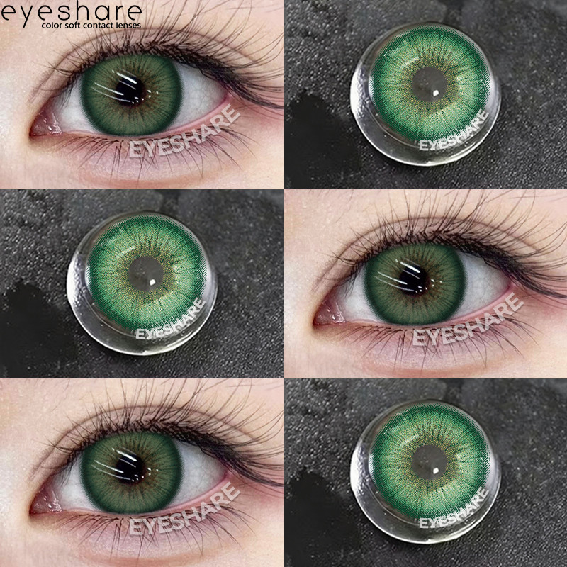 Softlens Eyeshare Seri ALPS Hijau, Lensa Kontak Warna Cokelat Abu-abu Alami, Lensa Kosmetik Mata