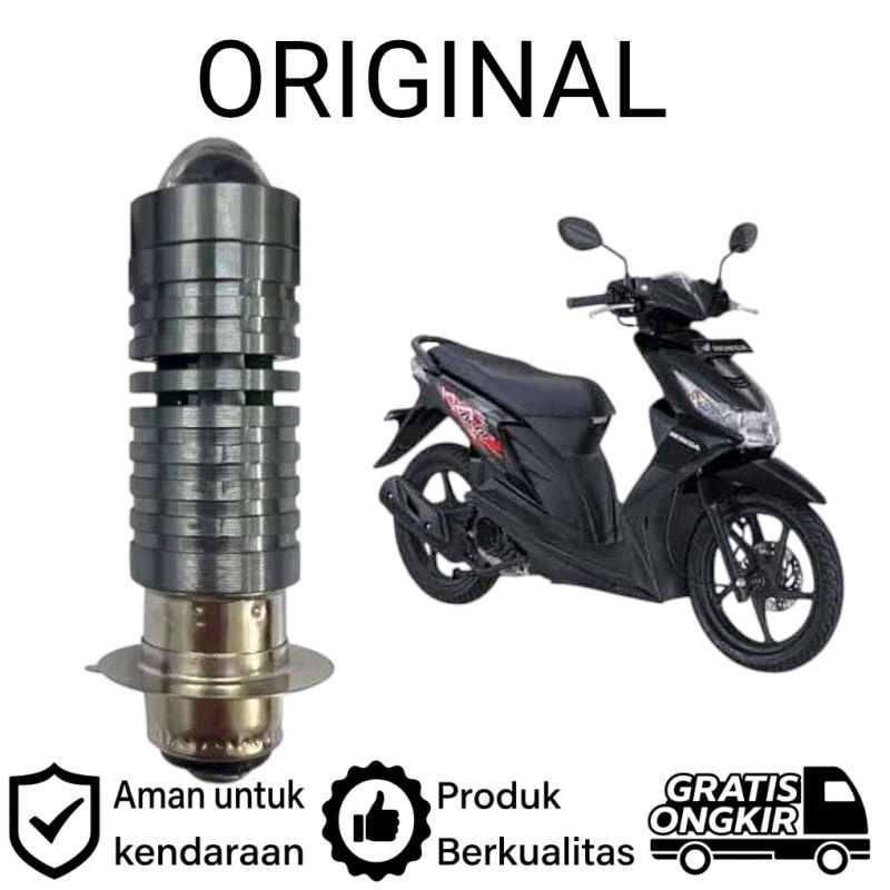 AM 1pcs Lampu depan LED H6 Laser motor Honda Beat karbu