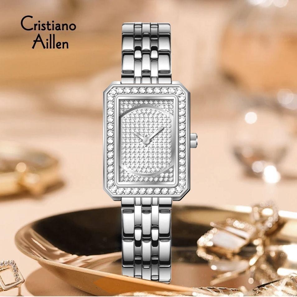 DISKON    Cristiano Aillen Jam Tangan Wanita Kuarsa 860 Rantai Stainless Steel Waterproof 3 ATM Quar