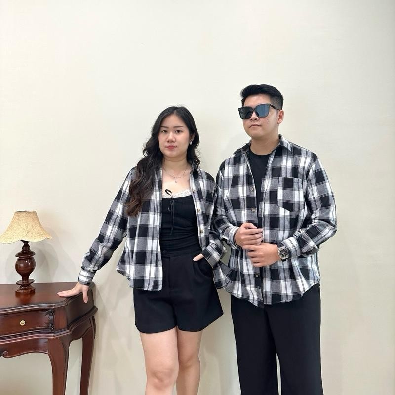 New AVE - HARLEY Top Square Shirt Long Sleeve | Atasan Kemeja Couple Kotak-Kotak Lengan Panjang