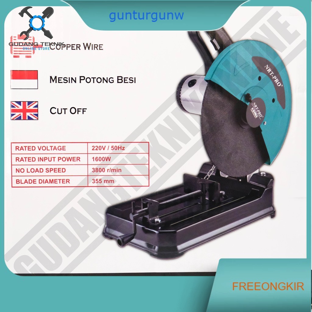 MESIN POTONG BESI NRT PRO 2414HD 14" / Mesin Cut Off Siku Cutting Wheel Alat Pemotong Besi Siku Holl