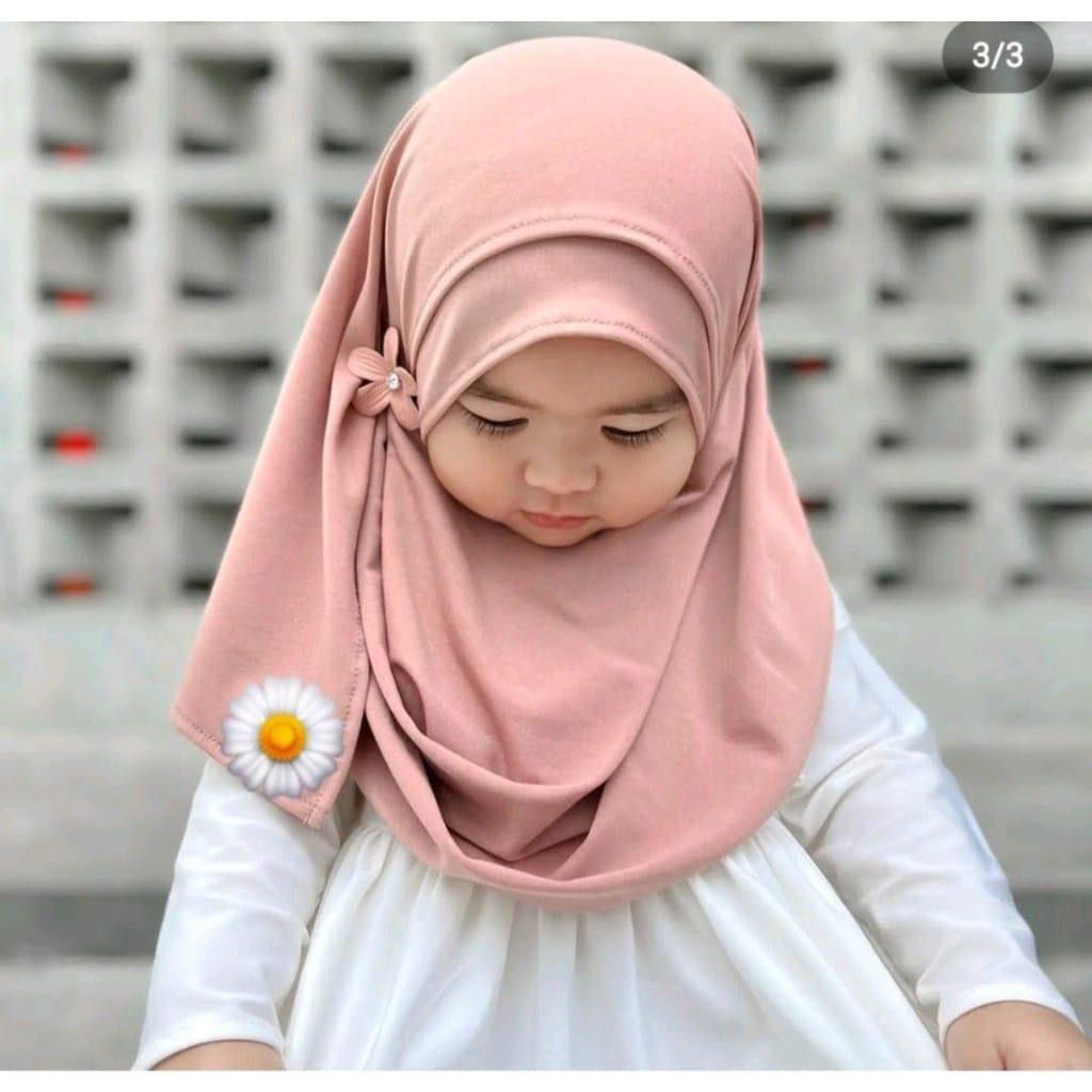 nirinahijab22----HIJAB / KERUDUNG / JILBAB Pashmina Instan motif Bunga Sakura untuk Anak/ hijab Anak