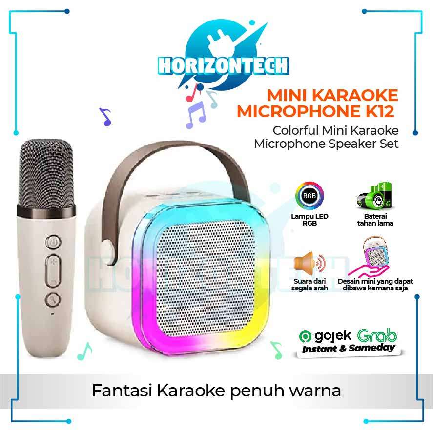MINI KARAOKE K12 Colorful Mini Karaoke Microphone Speaker Set- Horizontech