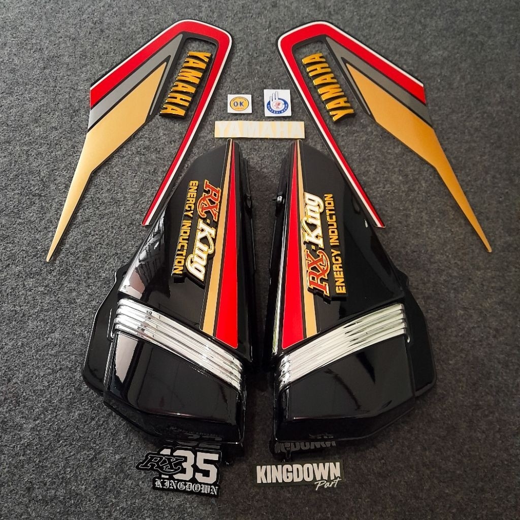 STRIPING LIS RX KING COBRA 1992 MERAH - SET EMBLEM & BOX AKI - TERBAIK TERLARIS